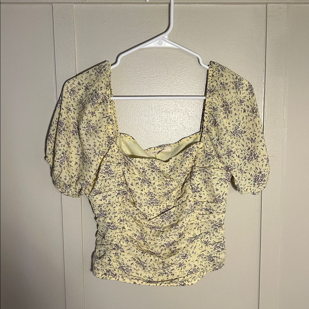 Floral Crop Blouse (side zipper, No Stretch)